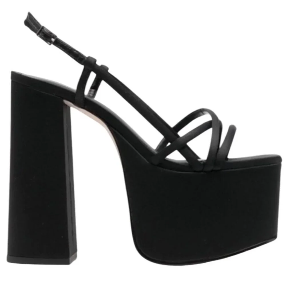 Cult Gaia Moriah Platform High Block Heel Sandal Black Size 7 New In Box - Picture 5 of 16